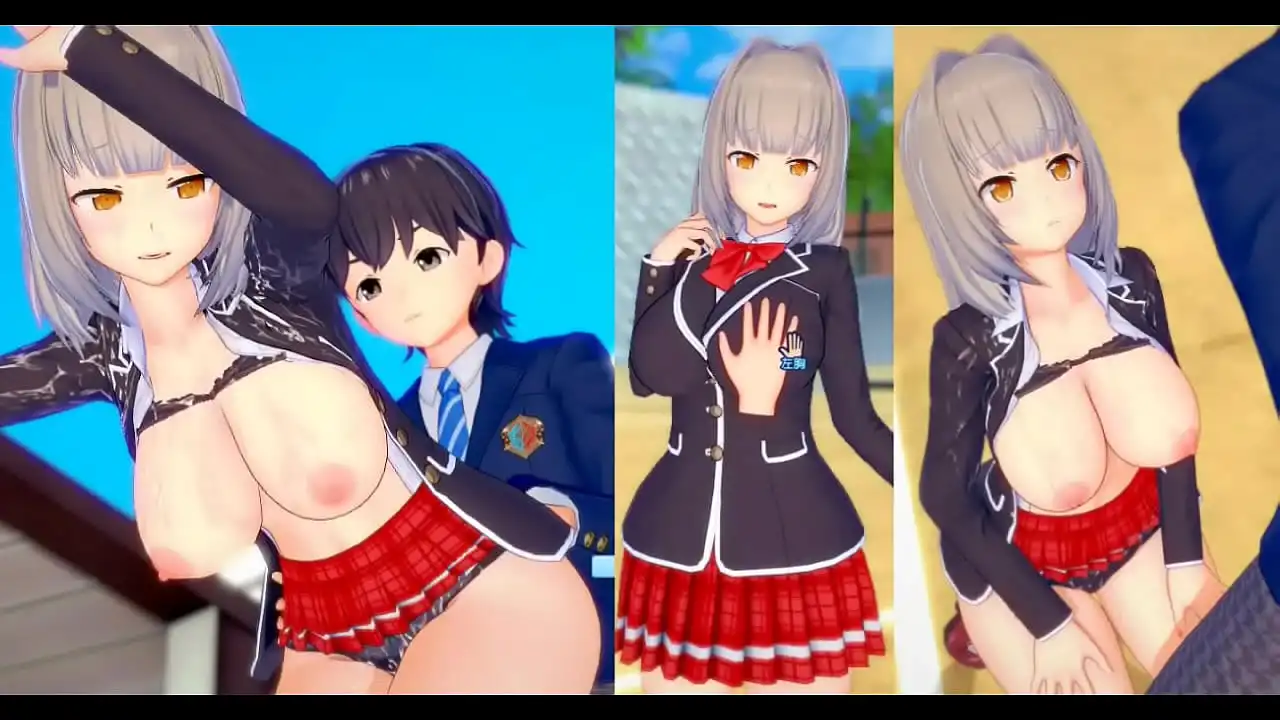 [Eroge Koikatsu! ] Seios grandes jk "Azusa (Orichara)" peitos esfregados H! (Vídeo 3DCG de animação de peito grande [jogo hentai])