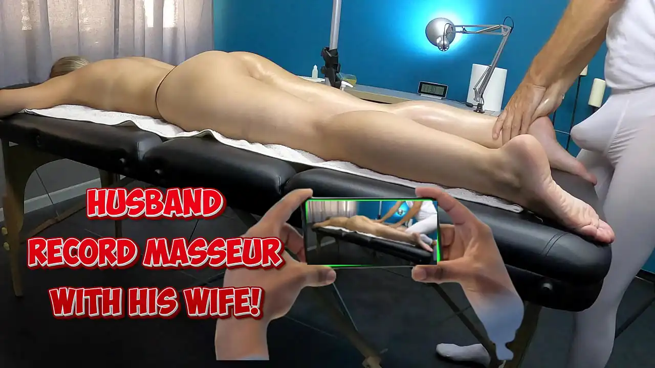 Massagista toca seu pau no corpo da minha esposa | Marido grava com celular o pau do massagista tesão ficando maior quando massageia a bunda da esposa na sala de massagem